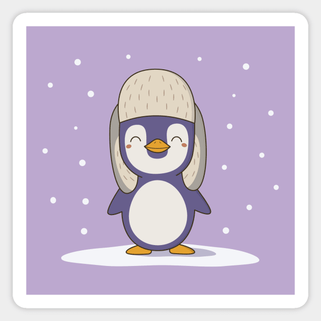 Kawaii Cute Winter Christmas Penguin Sticker by wordsberry